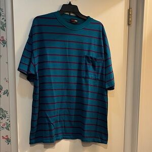 Casual Striped Short Sleeve Pocket Tee